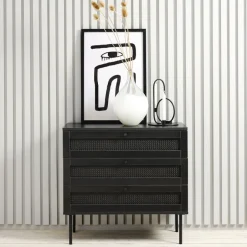 Discount No name RINTO Commode 3 tiroirs en bois et métal L80cm