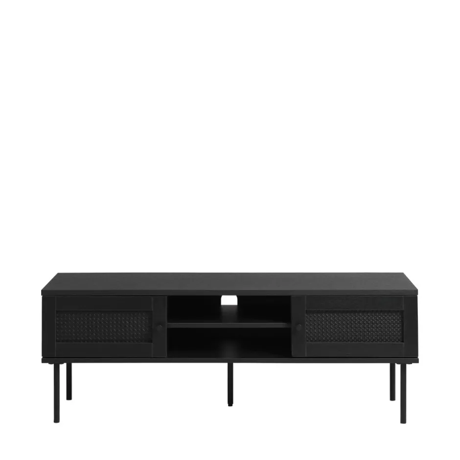 Clearance No name RINTO Meuble TV 2 portes 2 niches en bois et métal L120cm