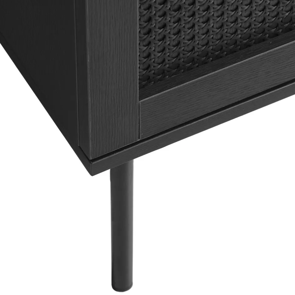 Clearance No name RINTO Meuble TV 2 portes 2 niches en bois et métal L120cm