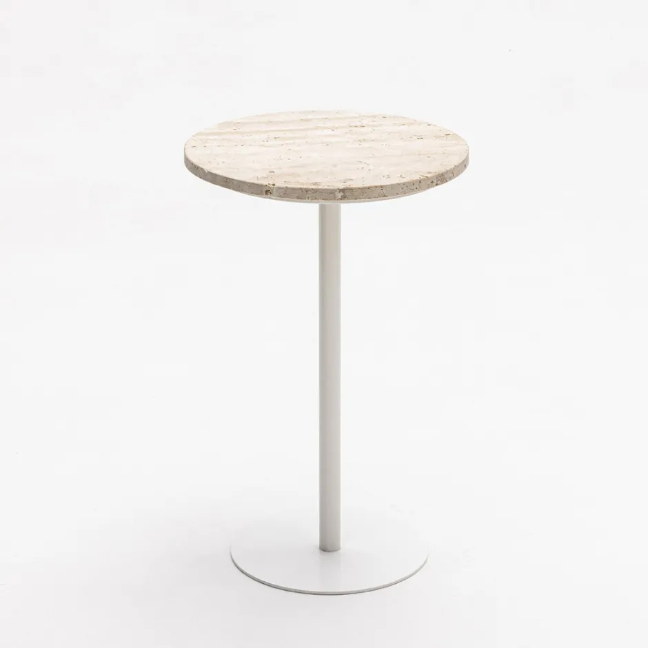Sale Drawer RITO Table d'appoint en métal et travertin ø35cm