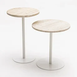 Sale Drawer RITO Table d'appoint en métal et travertin ø35cm