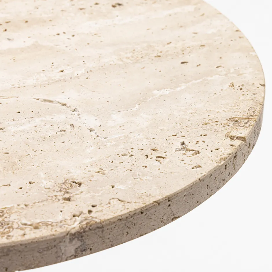 Sale Drawer RITO Table d'appoint en métal et travertin ø35cm