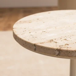 Sale Drawer RITO Table d'appoint en métal et travertin ø35cm
