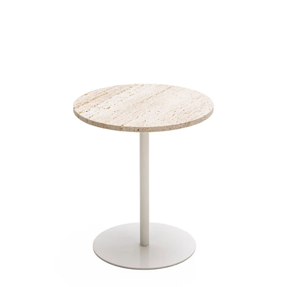 Hot Drawer RITO Table d'appoint en métal et travertin ø40cm
