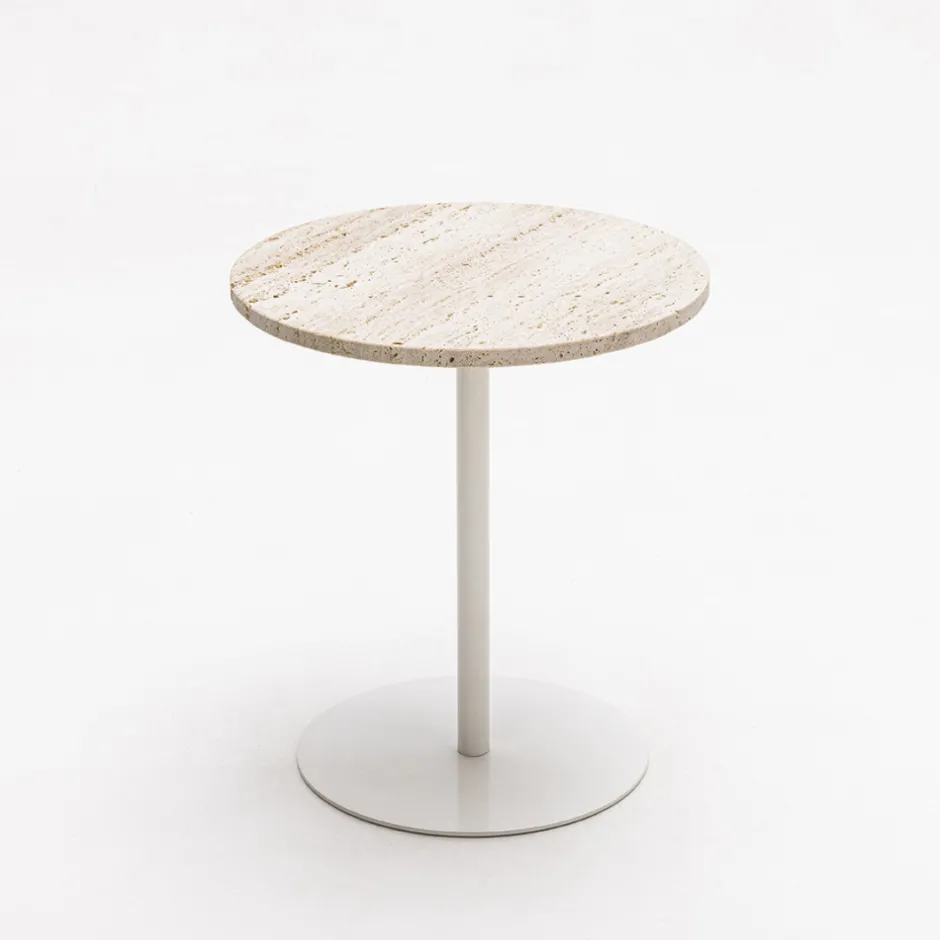 Hot Drawer RITO Table d'appoint en métal et travertin ø40cm