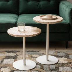 Hot Drawer RITO Table d'appoint en métal et travertin ø40cm