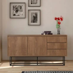 Clearance Drawer ROA Buffet 2 portes en bois et métal L140cm
