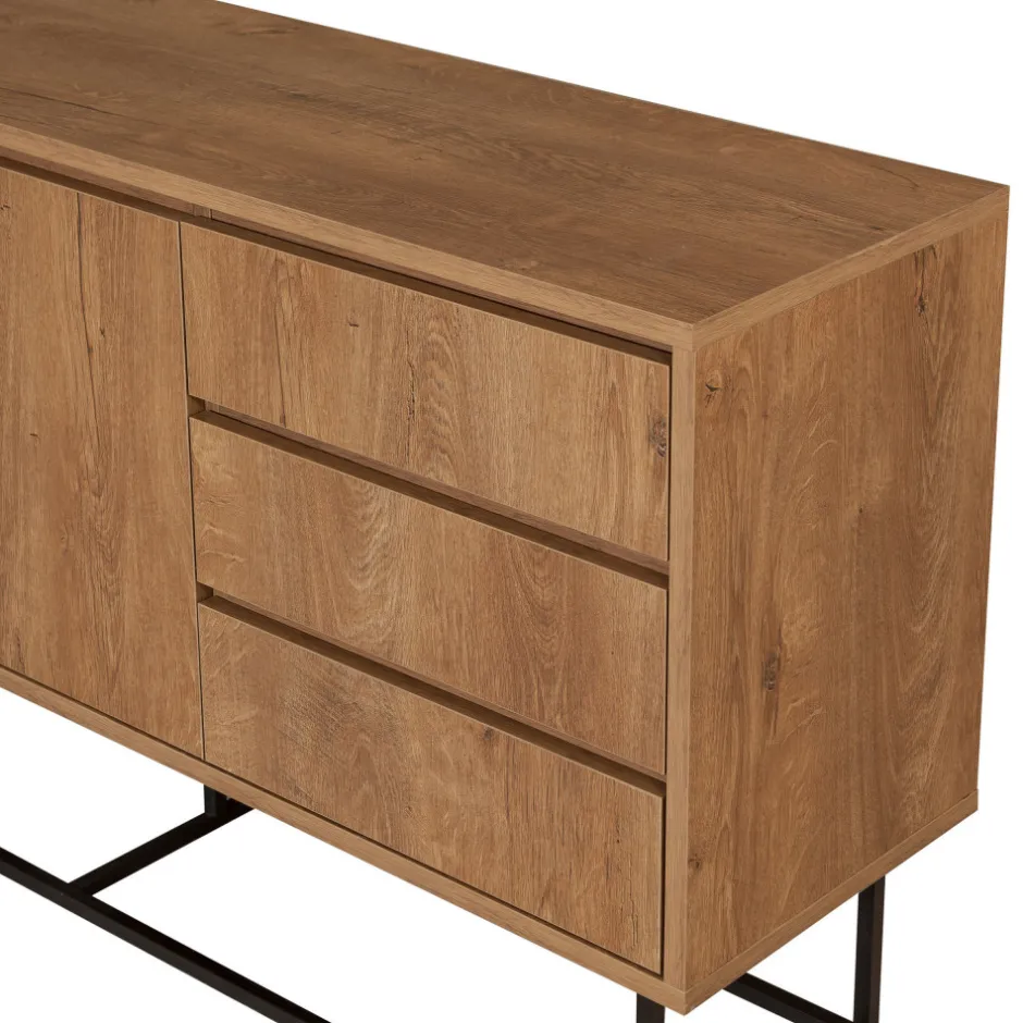 Clearance Drawer ROA Buffet 2 portes en bois et métal L140cm