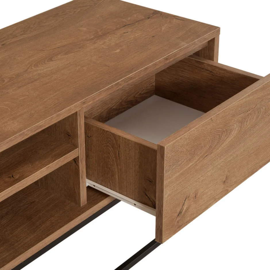 Sale Drawer ROA Meuble TV 2 tiroirs en bois et métal L140cm