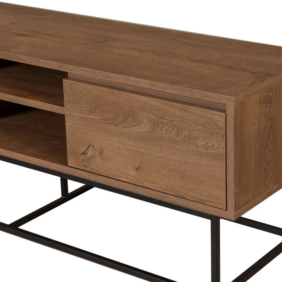 Sale Drawer ROA Meuble TV 2 tiroirs en bois et métal L140cm