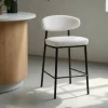 Online Drawer RODE Lot de 2 chaises de bar en tissu bouclette, bois et métal H65cm