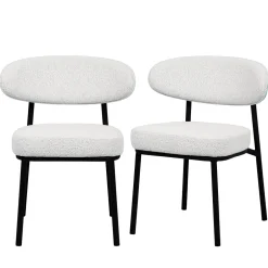 Online Drawer RODE Lot de 2 chaises en tissu bouclette, bois et métal