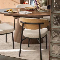 Online Drawer RODE Lot de 2 chaises en tissu bouclette, bois et métal