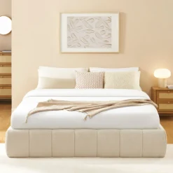 Outlet No name ROMEO Lit coffre en tissu chenille 160x200cm