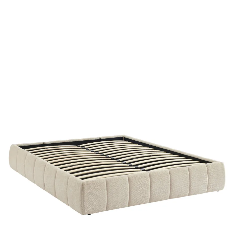 Outlet No name ROMEO Lit coffre en tissu chenille 160x200cm