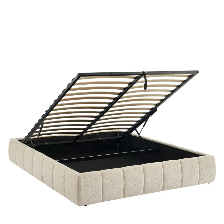 Outlet No name ROMEO Lit coffre en tissu chenille 160x200cm