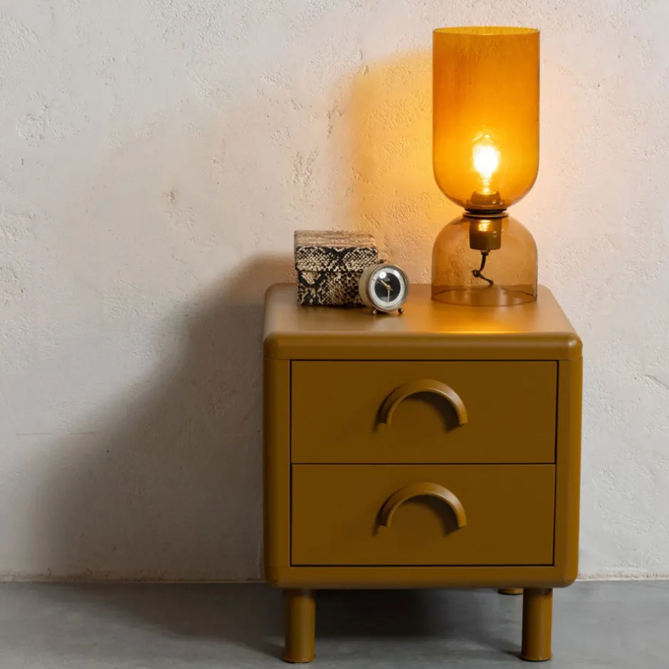 Clearance Woood RUNE Table de chevet 2 tiroirs en métal