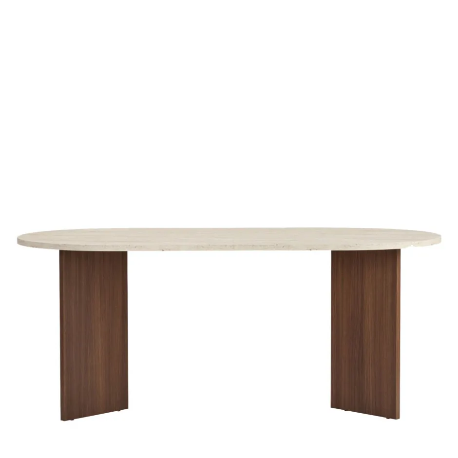 Clearance Drawer SAM Table à manger 8 personnes ovale en bois et effet travertin