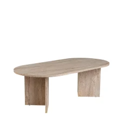 Clearance Drawer SAM Table basse ovale effet travertin 119x60cm