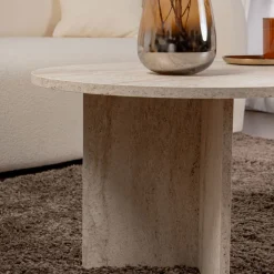 Clearance Drawer SAM Table basse ovale effet travertin 119x60cm
