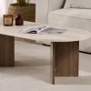 Hot Drawer SAM Table basse ovale en bois et effet travertin