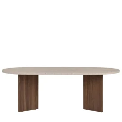 Hot Drawer SAM Table basse ovale en bois et effet travertin