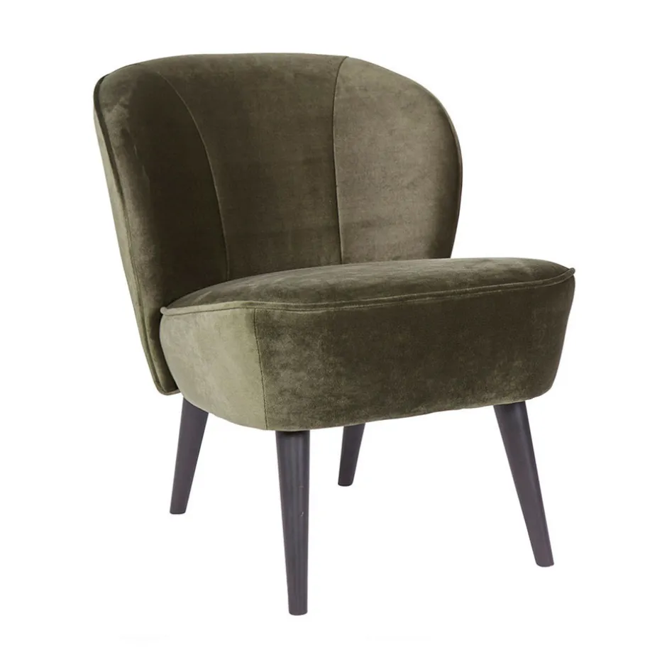 Clearance Woood SARA Fauteuil cocktail en velours