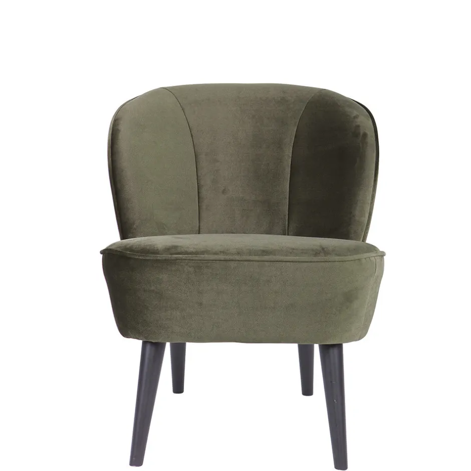 Clearance Woood SARA Fauteuil cocktail en velours
