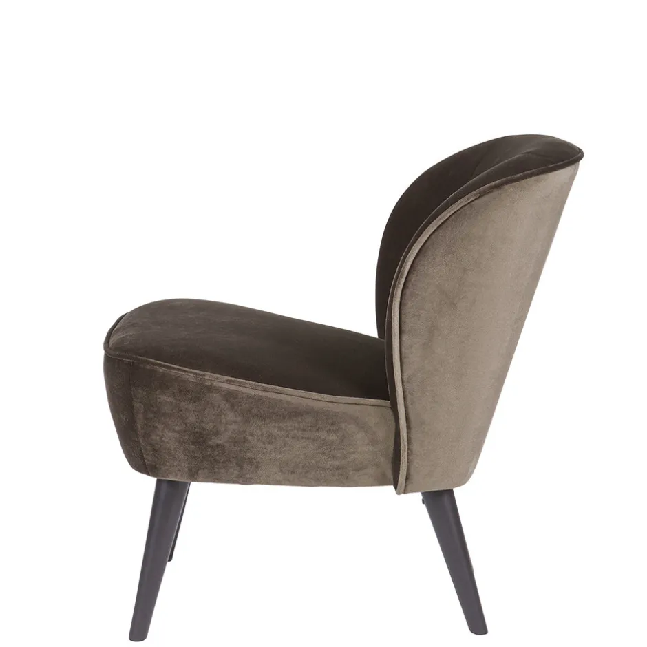 Clearance Woood SARA Fauteuil cocktail en velours