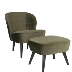 Clearance Woood SARA Fauteuil cocktail en velours