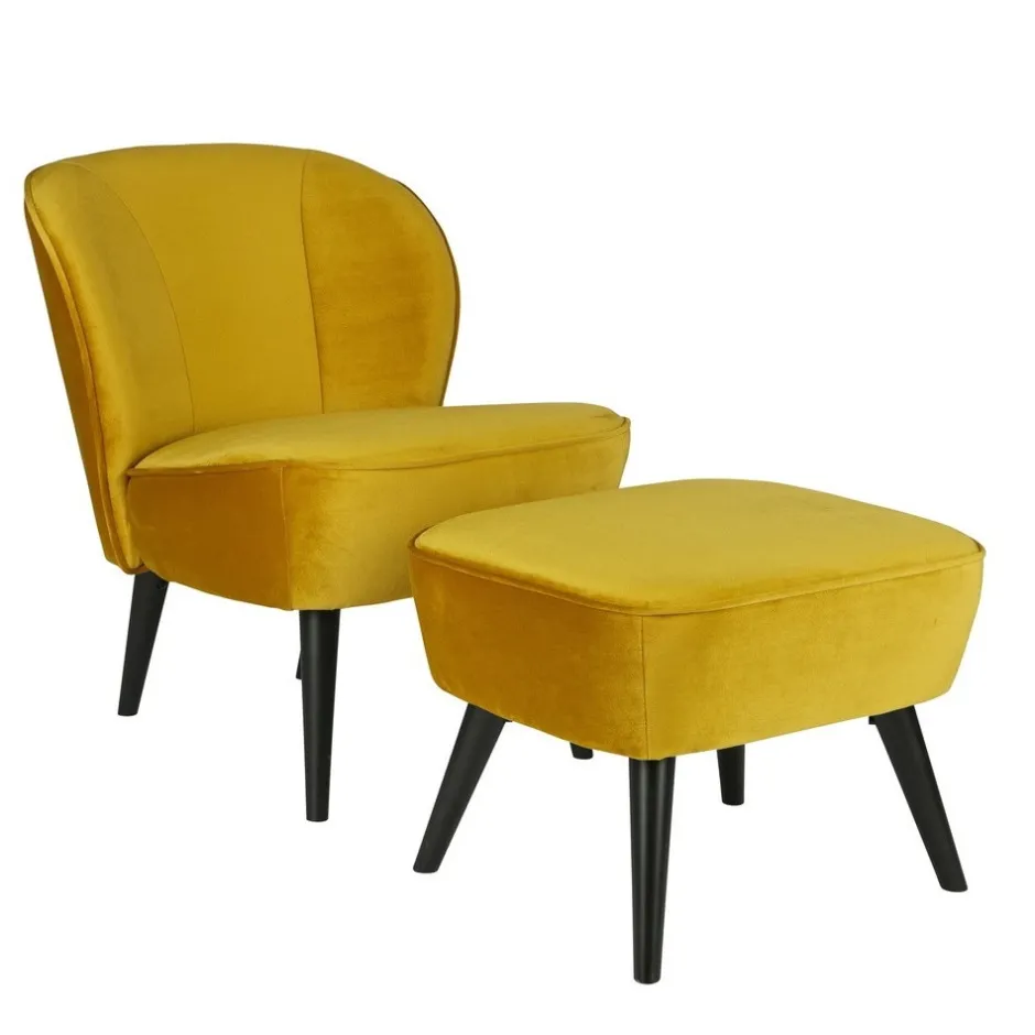 Clearance Woood SARA Repose-pieds en velours