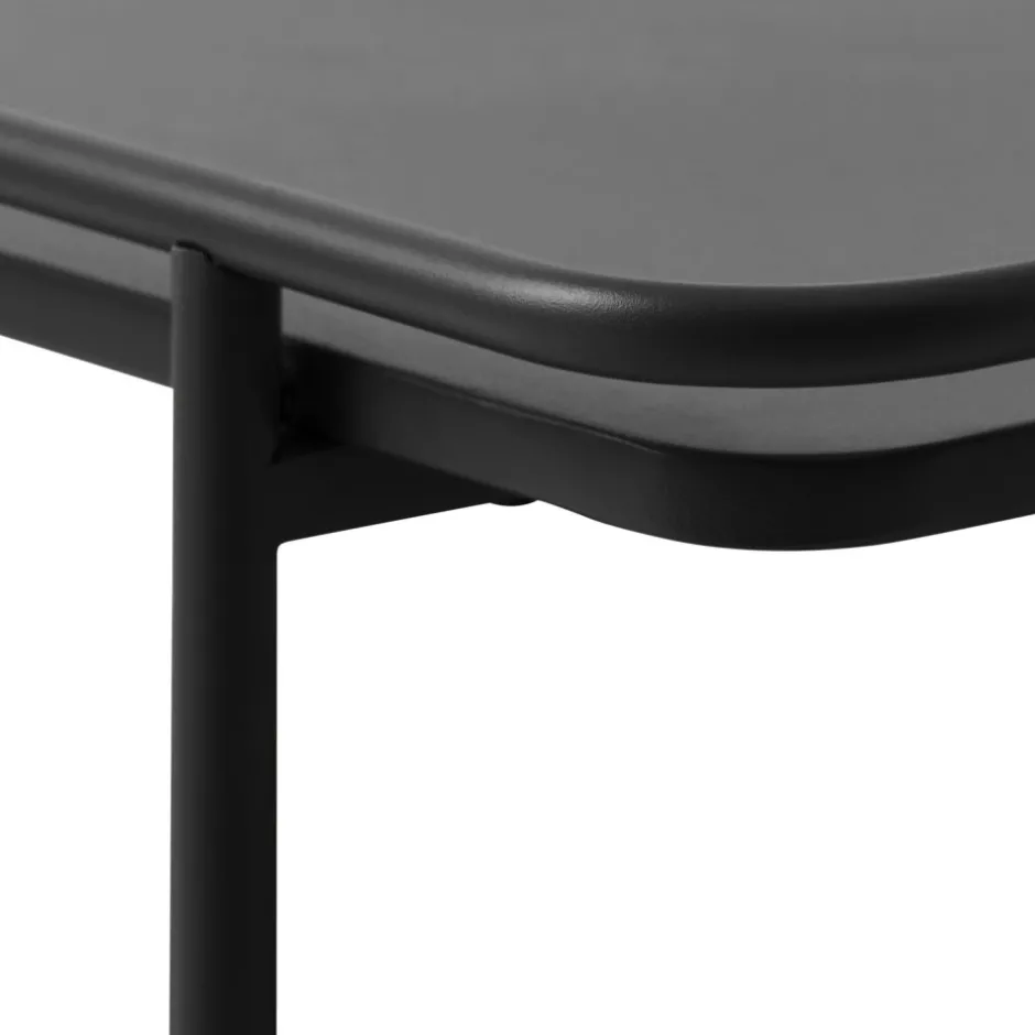 Outlet Drawer SARANDA Table basse carrée 2 plateaux en métal 75x75cm