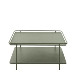 Outlet Drawer SARANDA Table basse carrée 2 plateaux en métal 75x75cm