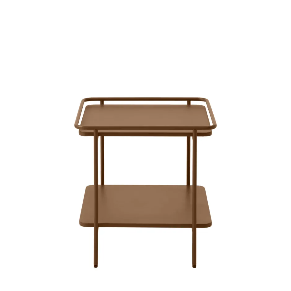Discount Drawer SARANDA Table d'appoint carrée 2 plateaux en métal 45x45cm