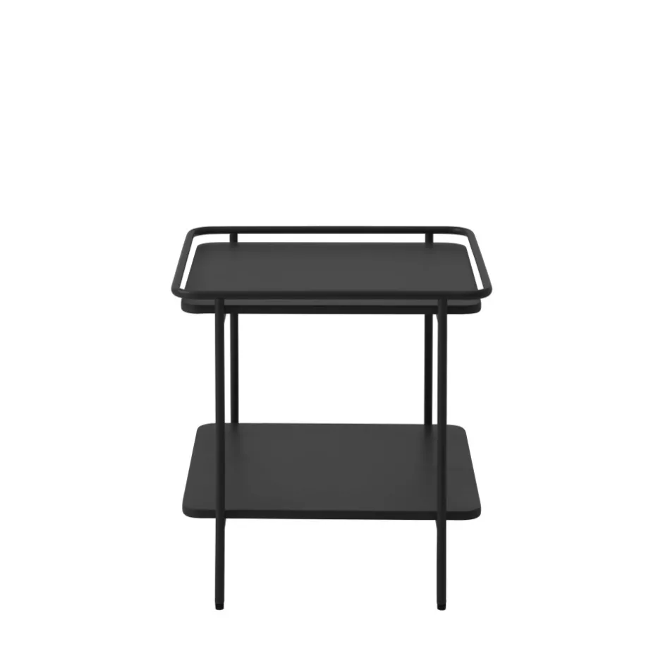 Discount Drawer SARANDA Table d'appoint carrée 2 plateaux en métal 45x45cm