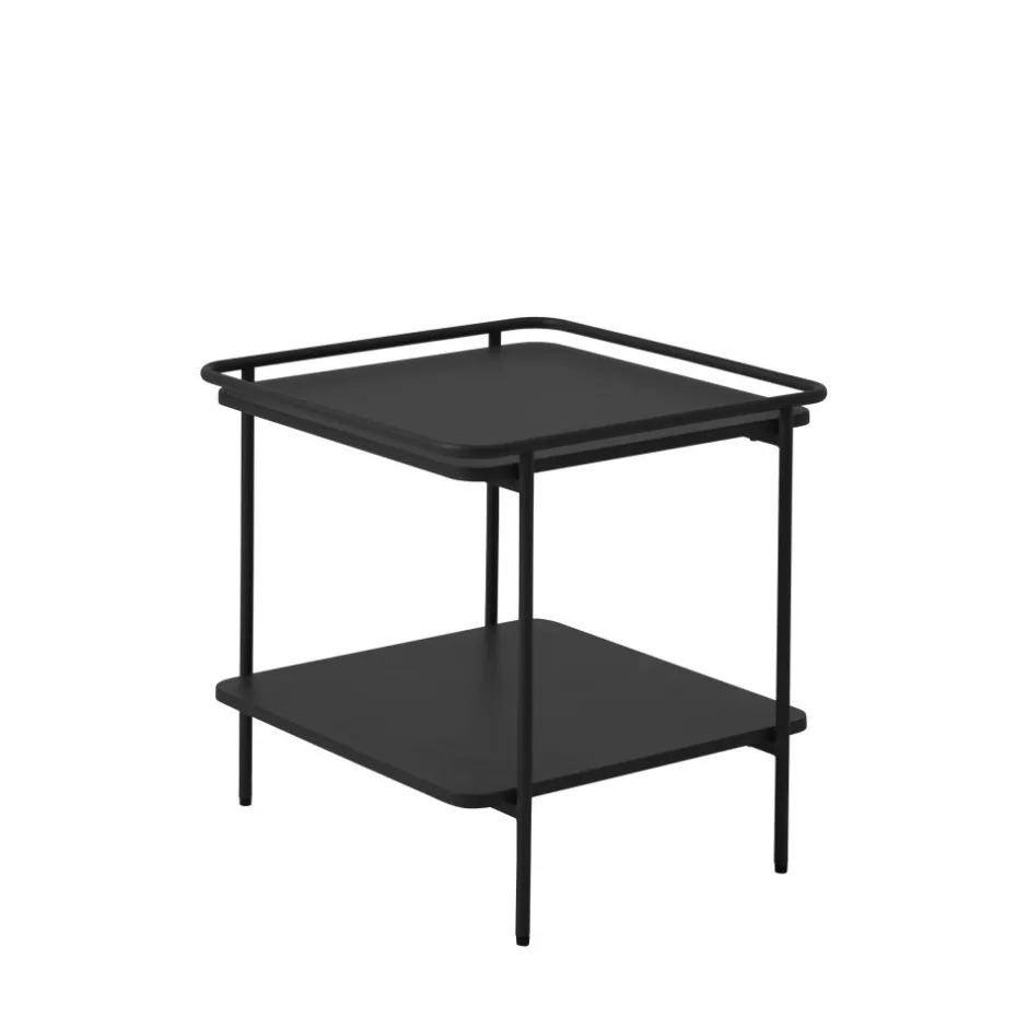 Discount Drawer SARANDA Table d'appoint carrée 2 plateaux en métal 45x45cm