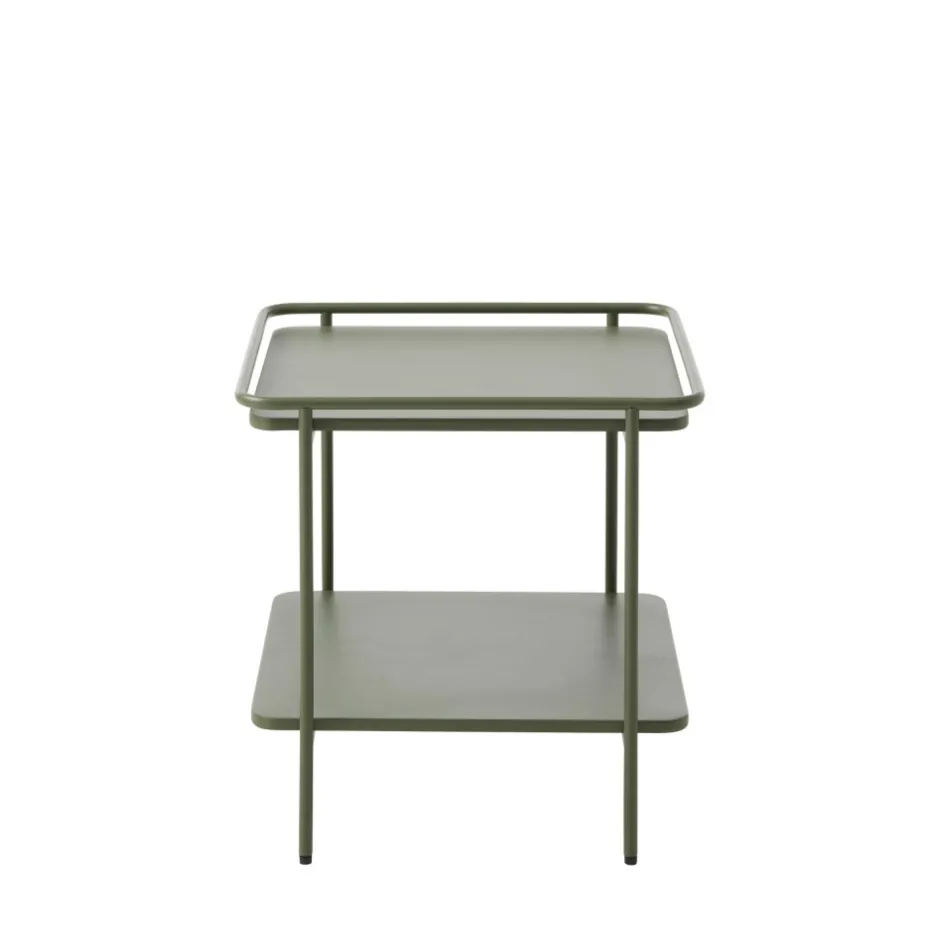 Discount Drawer SARANDA Table d'appoint carrée 2 plateaux en métal 45x45cm