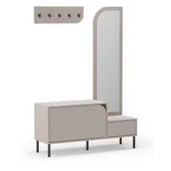 Hot No name SILVAR Meuble d'entrée 2 portes avec miroir et portant en bois et métal H172cm