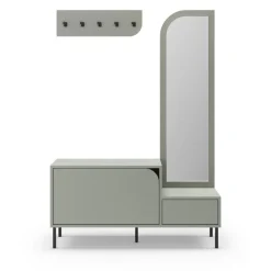 Hot No name SILVAR Meuble d'entrée 2 portes avec miroir et portant en bois et métal H172cm