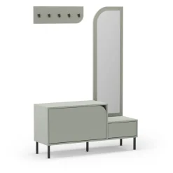 Hot No name SILVAR Meuble d'entrée 2 portes avec miroir et portant en bois et métal H172cm