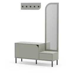 Hot No name SILVAR Meuble d'entrée 2 portes avec miroir et portant en bois et métal H172cm