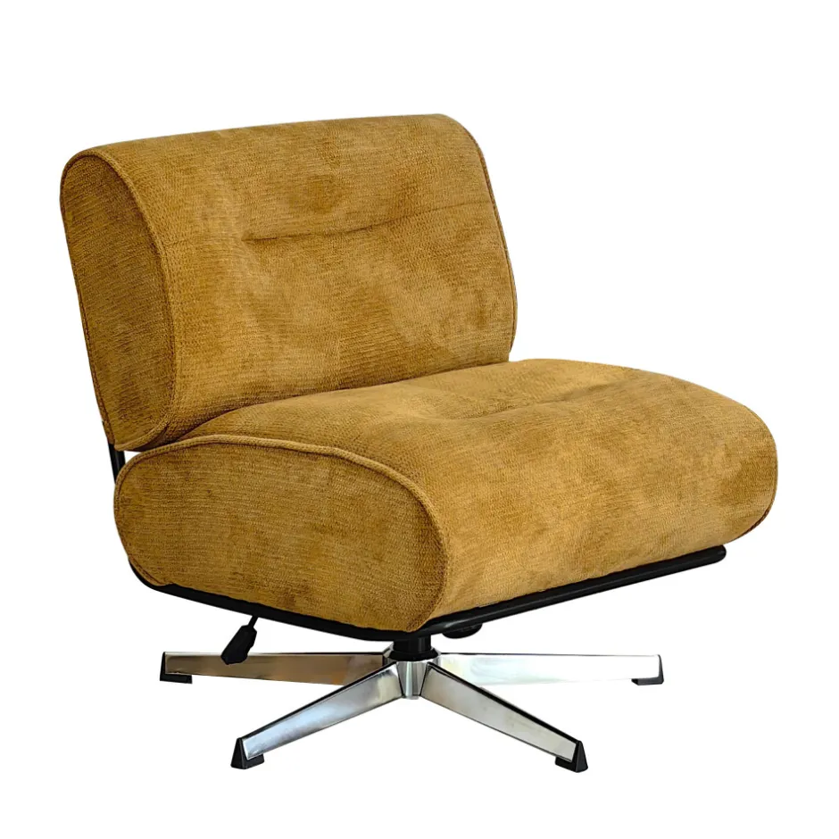 Discount Drawer SIMON Fauteuil pivotant en tissu chenille pied étoile