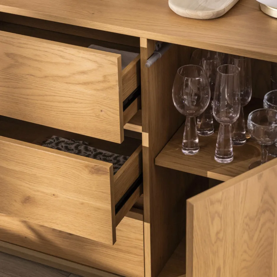 New Drawer SINCE Buffet 2 portes, 3 tiroirs en bois L180cm