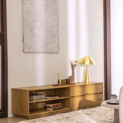 Clearance Drawer SINCE Meuble tv 2 tiroirs, 2 niches en bois L180cm