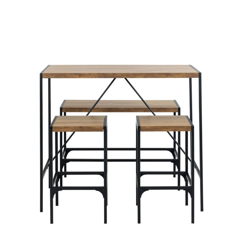 Drawer SKAL Ensemble table de bar pour 4 personnes en bois et métal H105cm