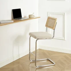 Online No name SKANA Lot de 2 chaises de bar en velours côtelé pieds chrome H66cm