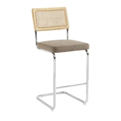 Online No name SKANA Lot de 2 chaises de bar en velours côtelé pieds chrome H66cm