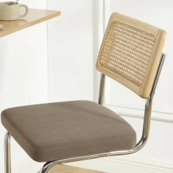 Online No name SKANA Lot de 2 chaises de bar en velours côtelé pieds chrome H66cm
