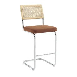 Online No name SKANA Lot de 2 chaises de bar en velours côtelé pieds chrome H66cm