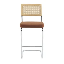 Online No name SKANA Lot de 2 chaises de bar en velours côtelé pieds chrome H66cm